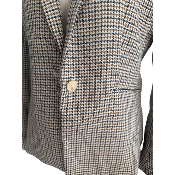 H&M Brown Cream Plaid Jacket Blazer Size Medium - Picture 5 of 9